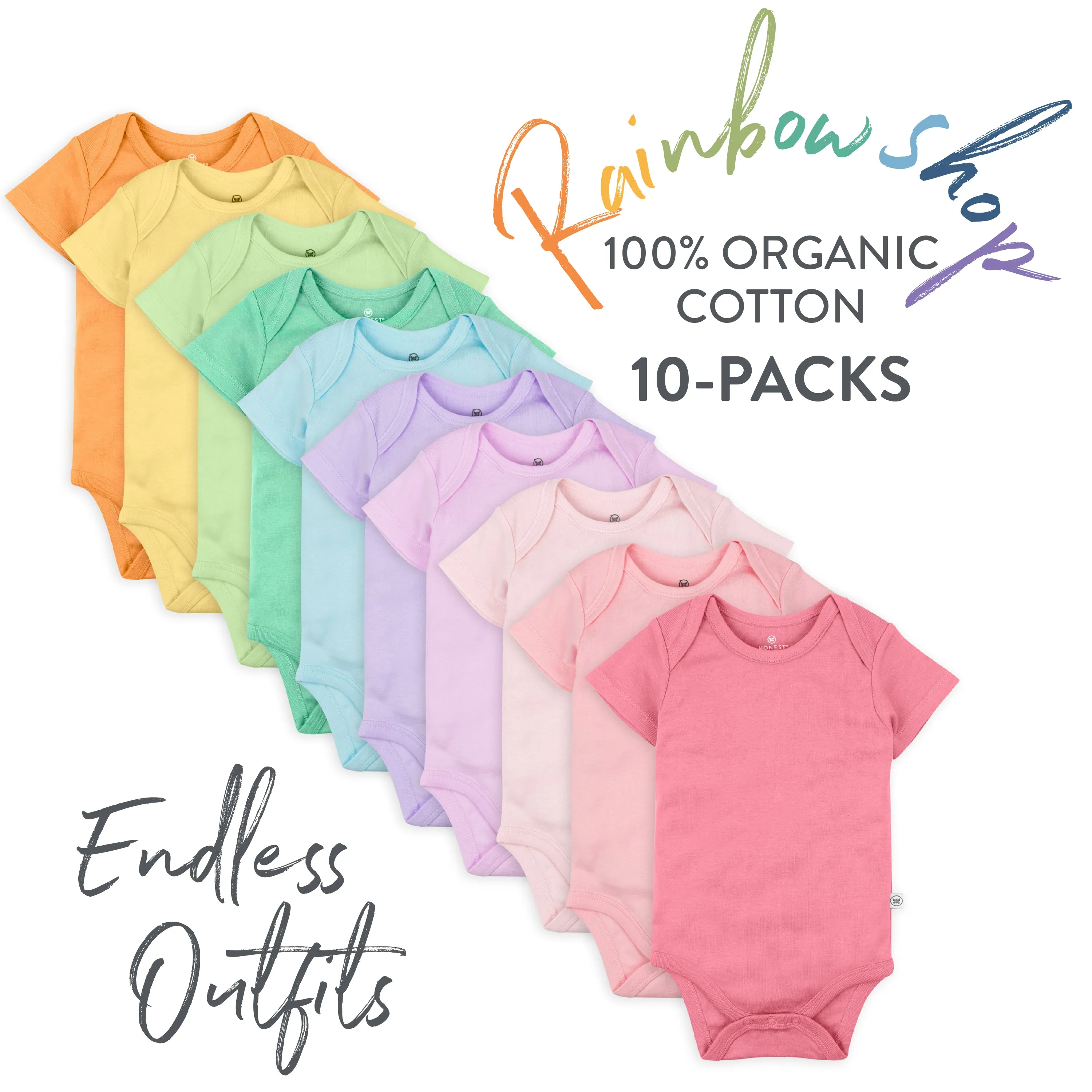 10-Pack Organic Cotton Short Sleeve Bodysuits