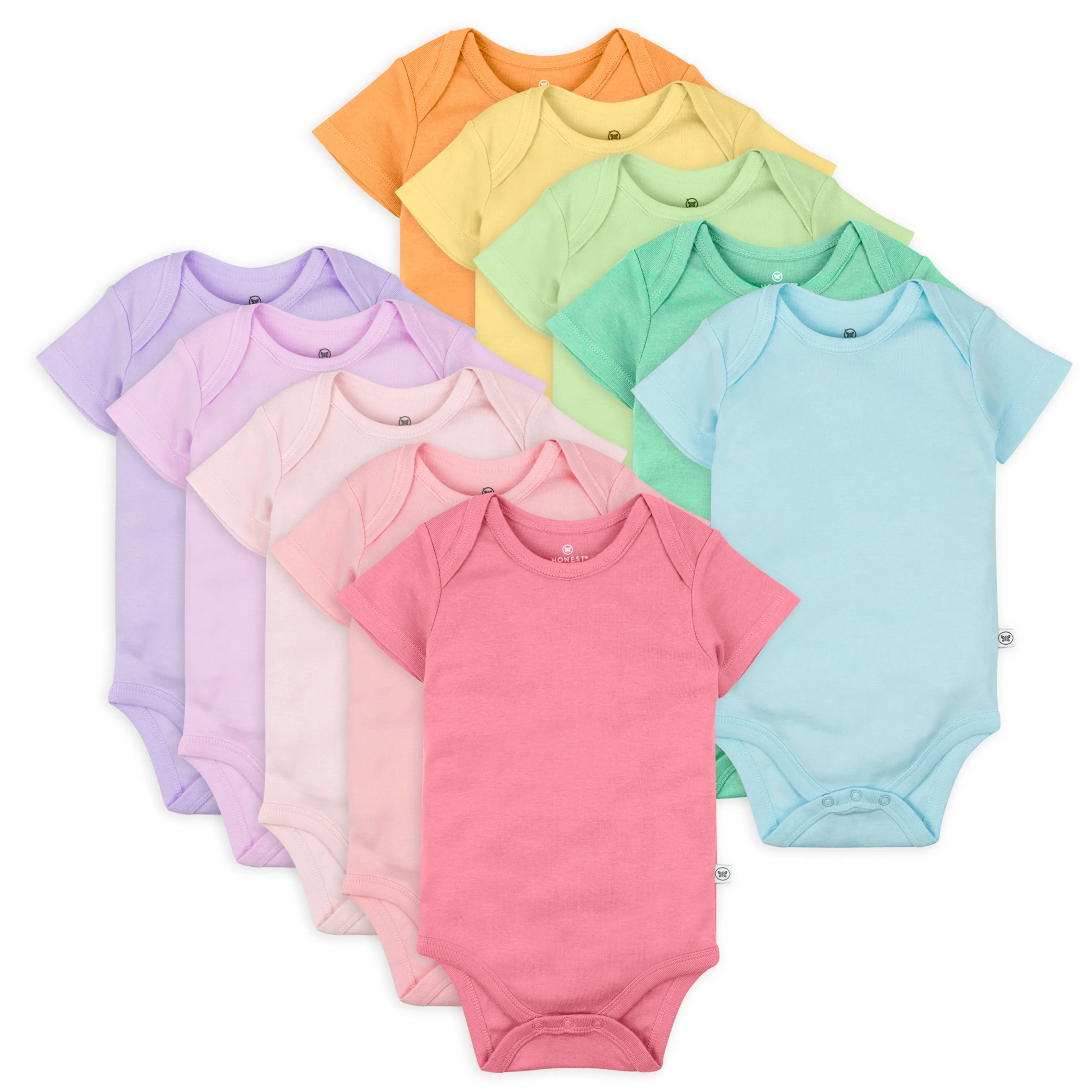 10-Pack Organic Cotton Short Sleeve Bodysuits