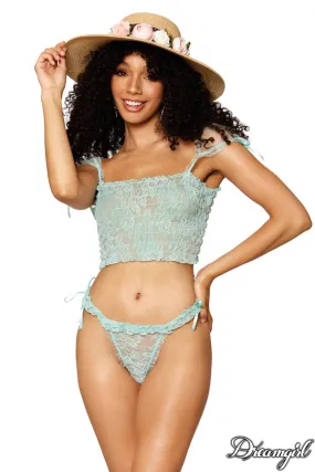 2PC Ruched  Lace Set