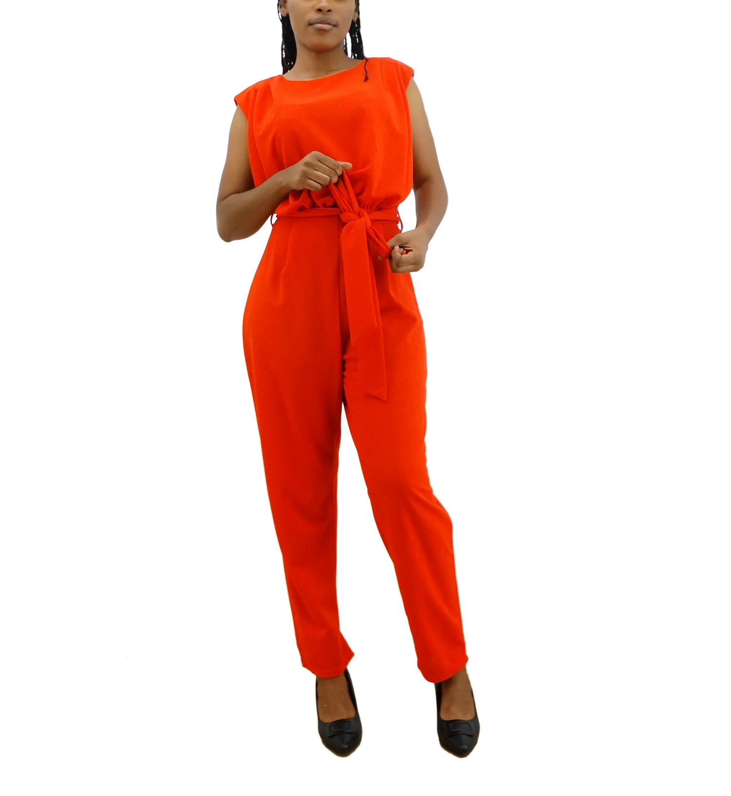 39185R, Milk & Honey - Women's Sleeveless Jumpsuit w/Tie Belt