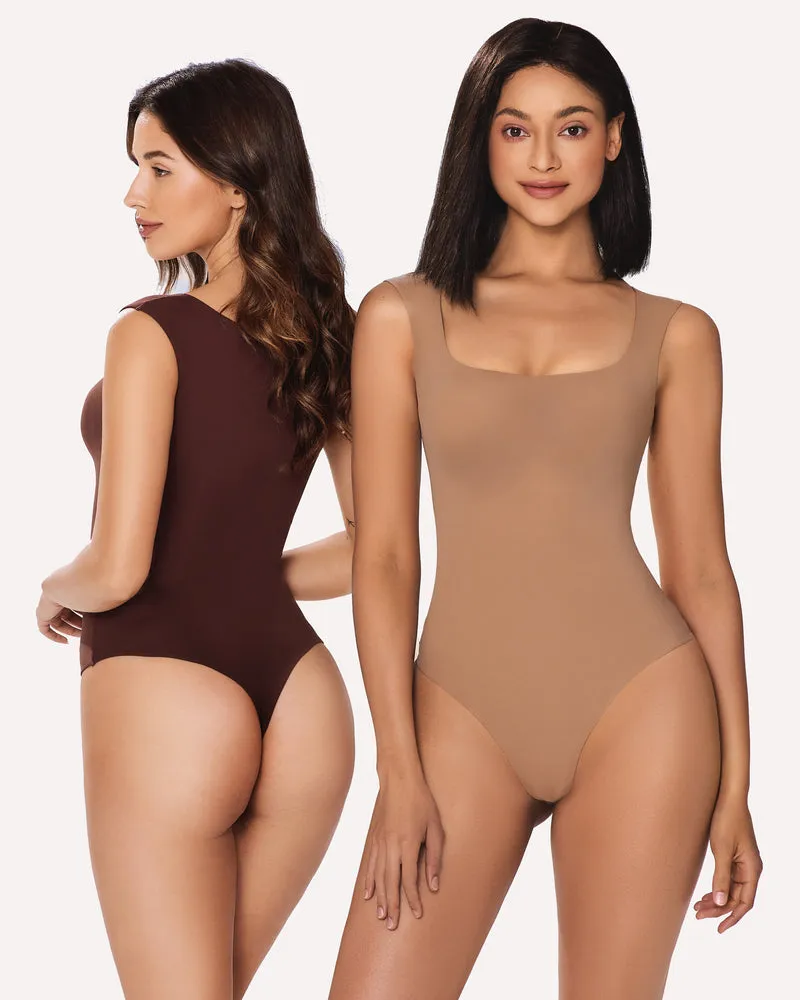 3Pack Square Neck Soft Bodysuit Shapewear