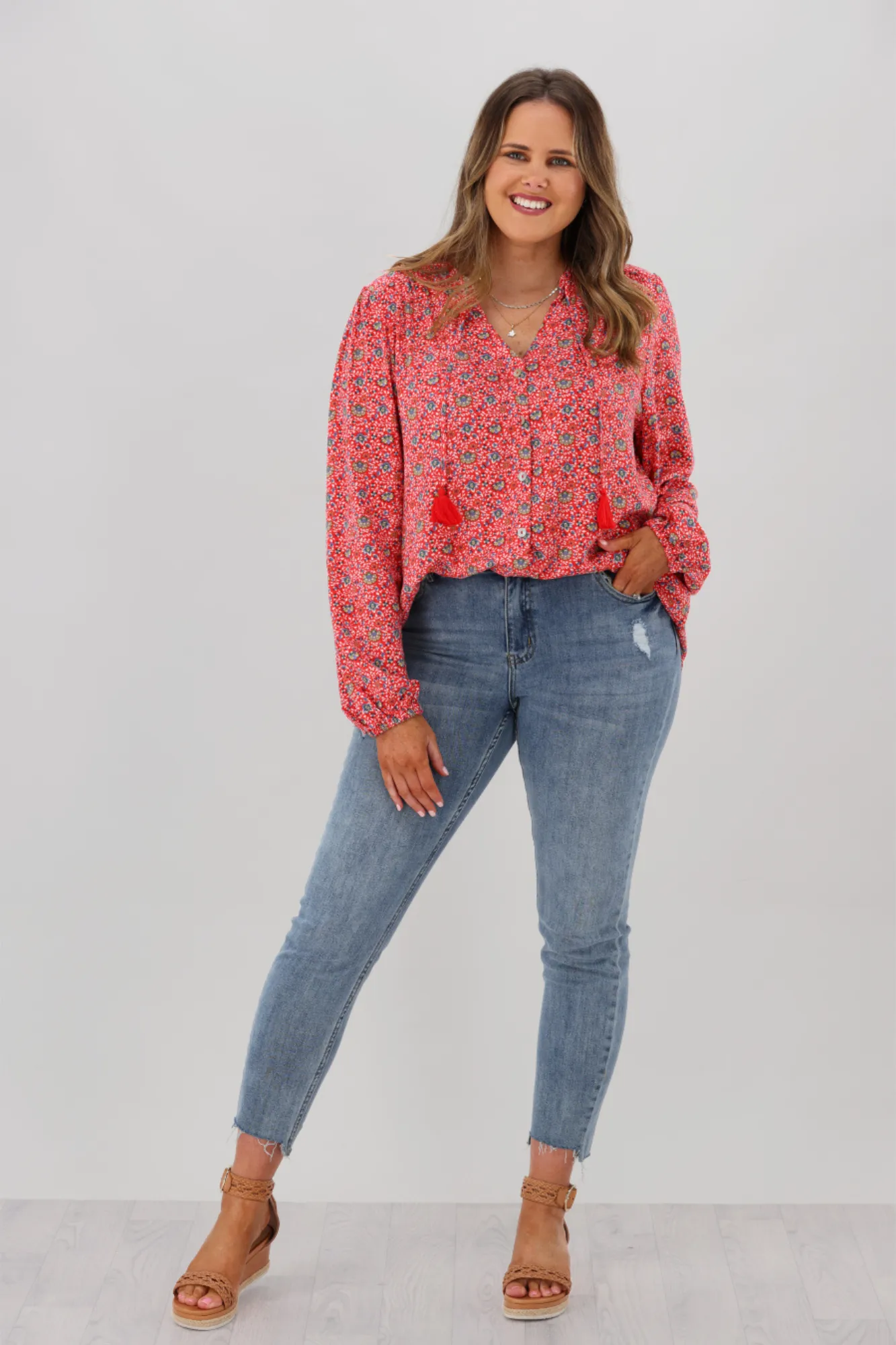 All About Eve Rosanna Shirt Red