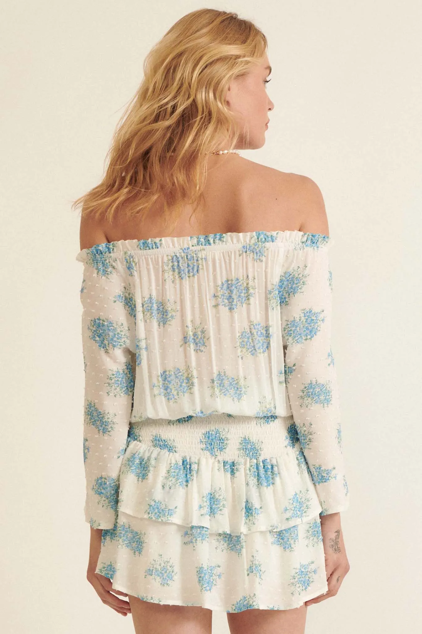 All My Love Ruffled Floral Off-Shoulder Romper