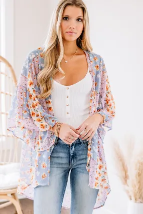 All The Attention Lavender Purple Ditsy Floral Kimono