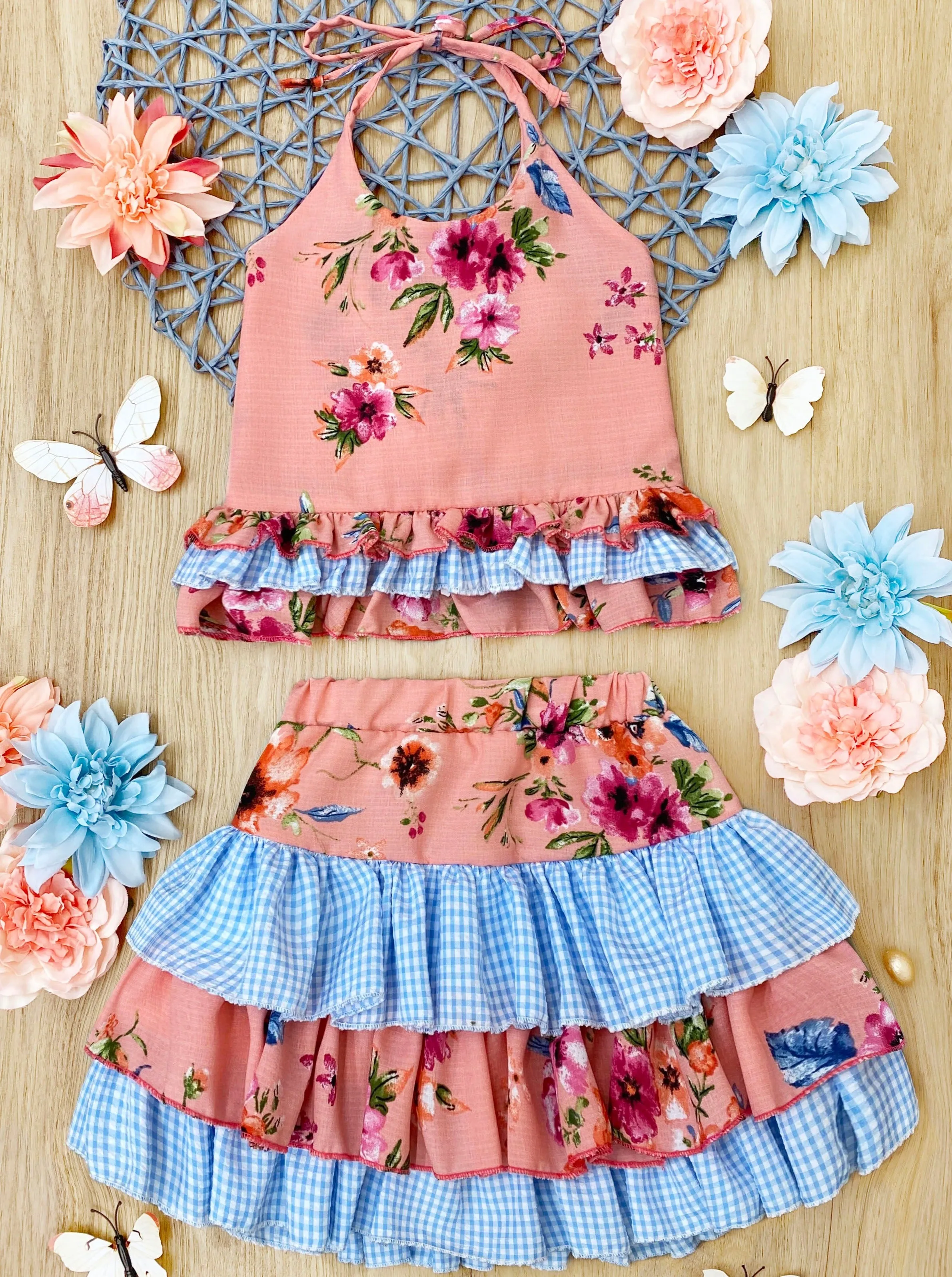 Always Better Together Ruffled Halter Skirt Set