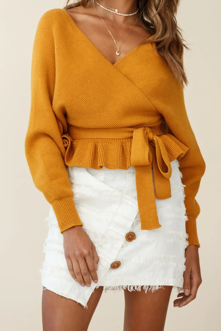 Amara Long Sleeve Knit Top Mustard