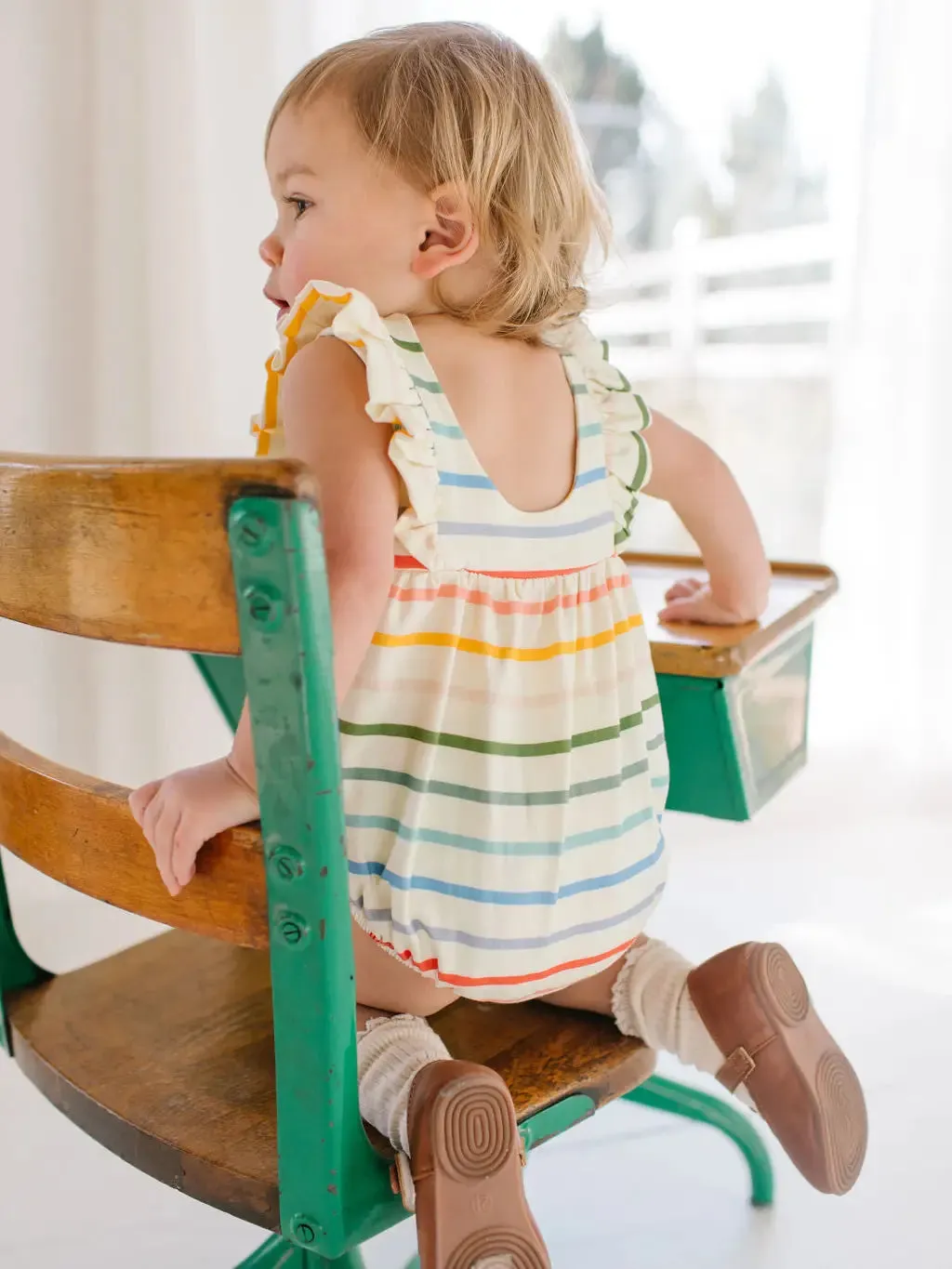 Amelia Romper in Primary Stripe