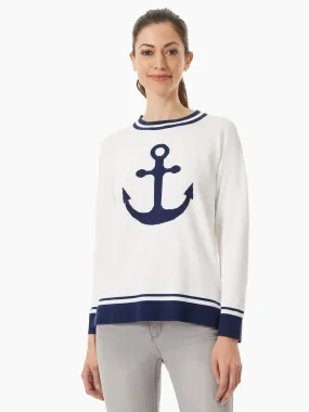 Anchor Jacquard Knit Crew Neck Sweater