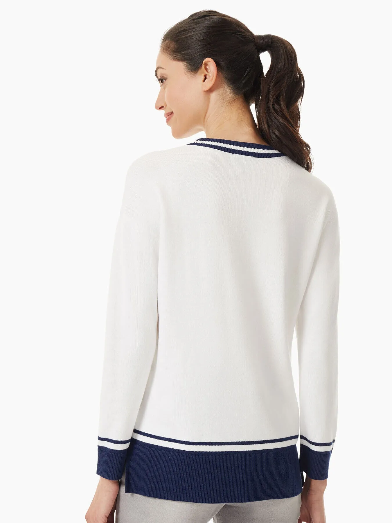 Anchor Jacquard Knit Crew Neck Sweater