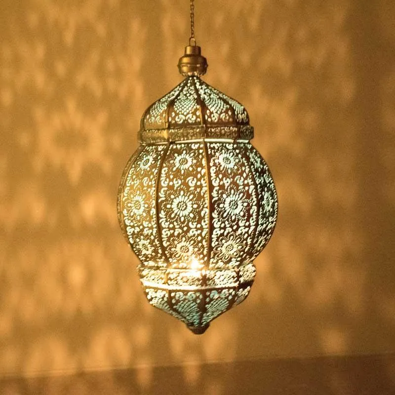 Antique Moroccan Hanging Lantern with Intricate Design