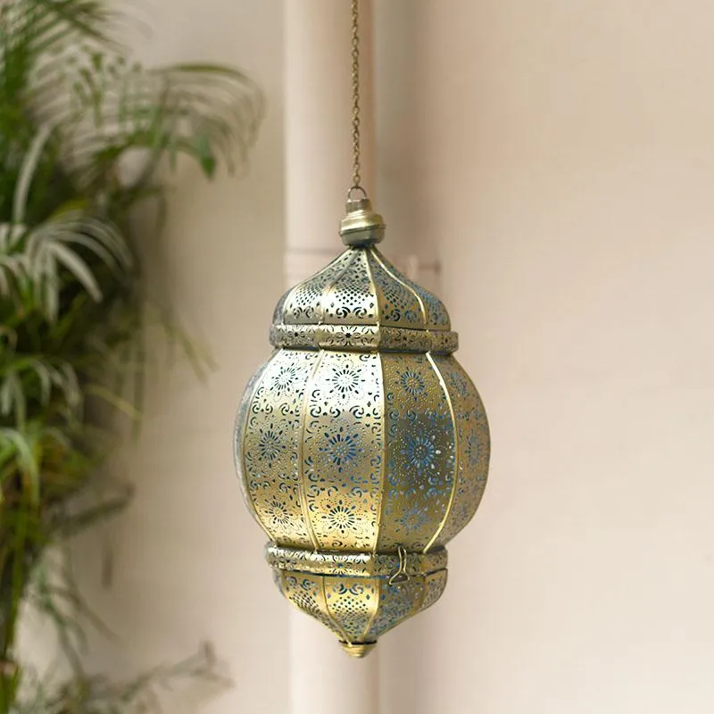 Antique Moroccan Hanging Lantern with Intricate Design