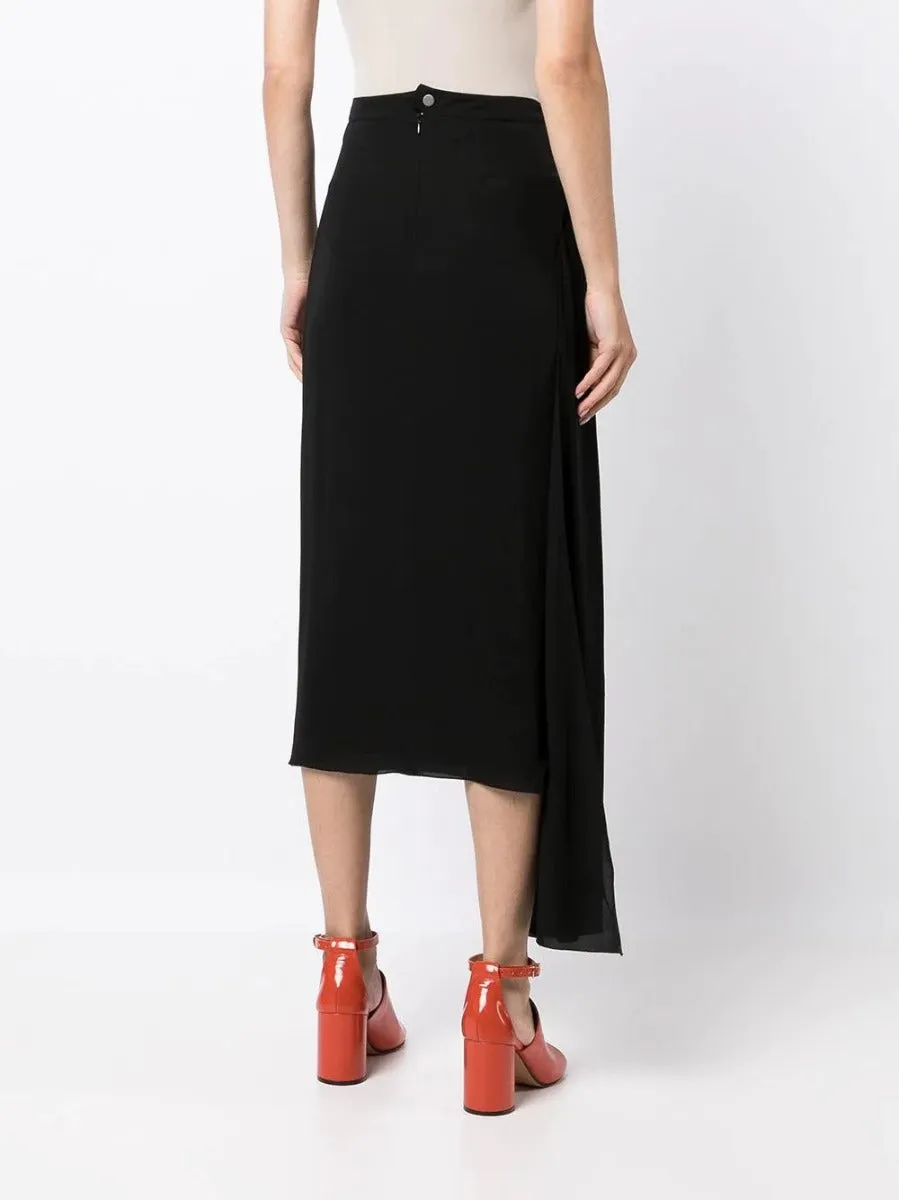 Asymmetric Silk Midi Skirt