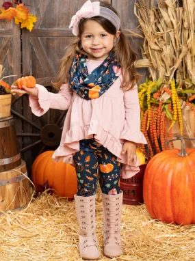 Awesome Autumn Tunic, Leggings And Scarf Set