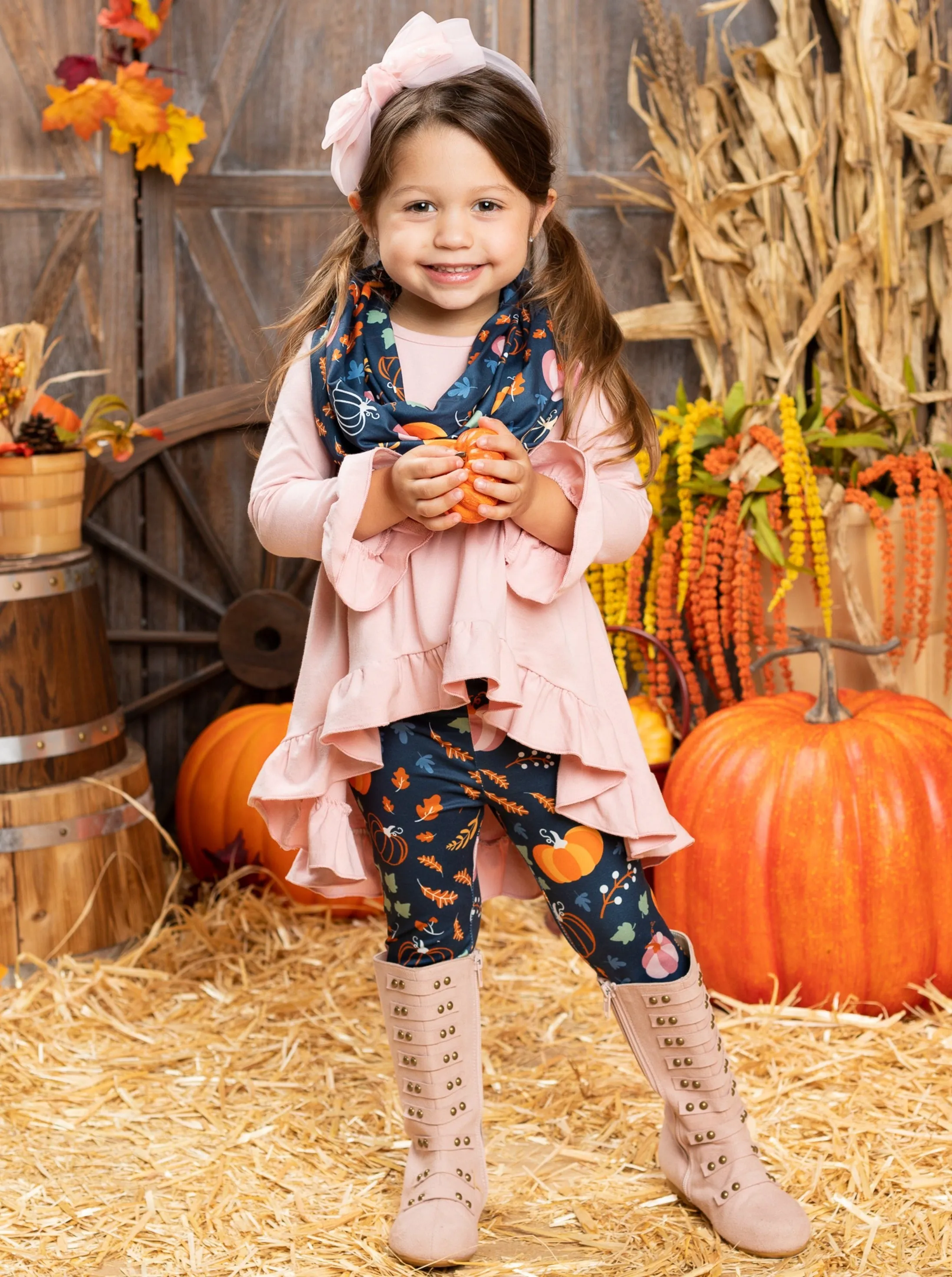 Awesome Autumn Tunic, Leggings And Scarf Set