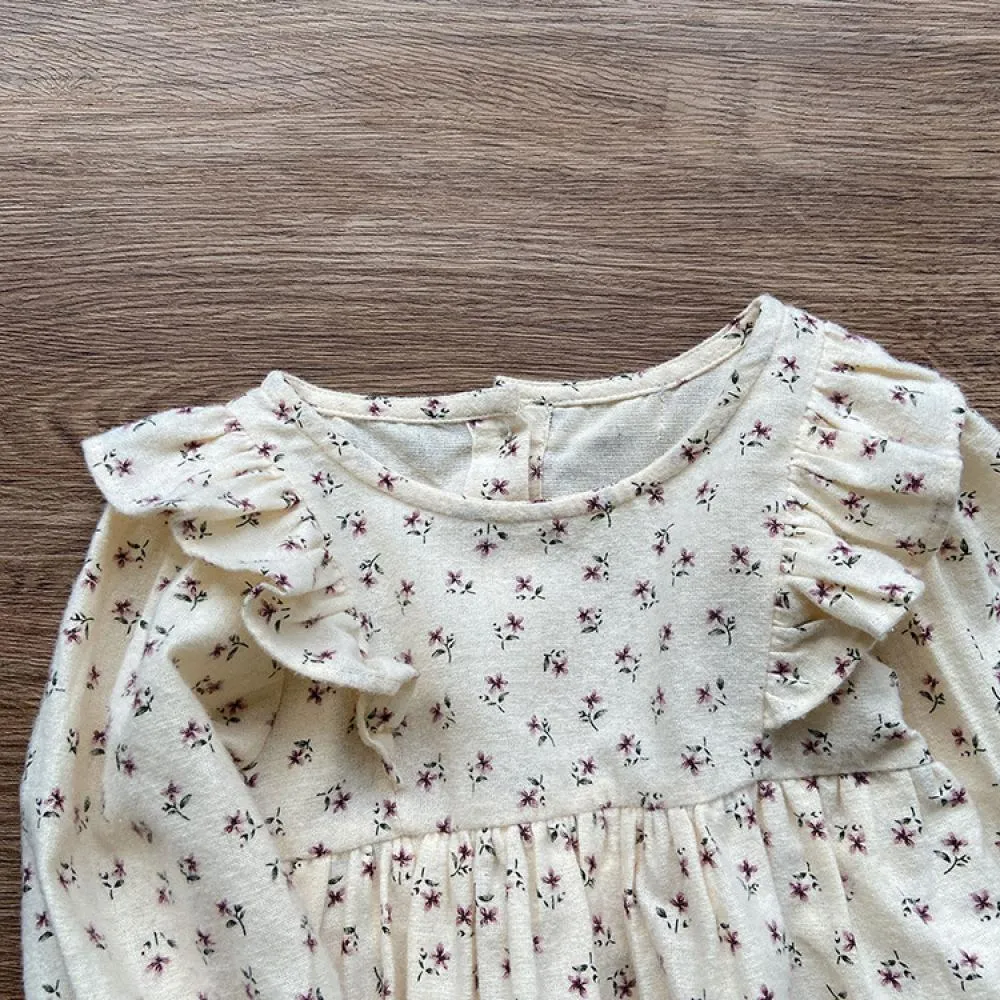 Baby Girl Autumn Floral Ruffled Baby Romper Wholesale