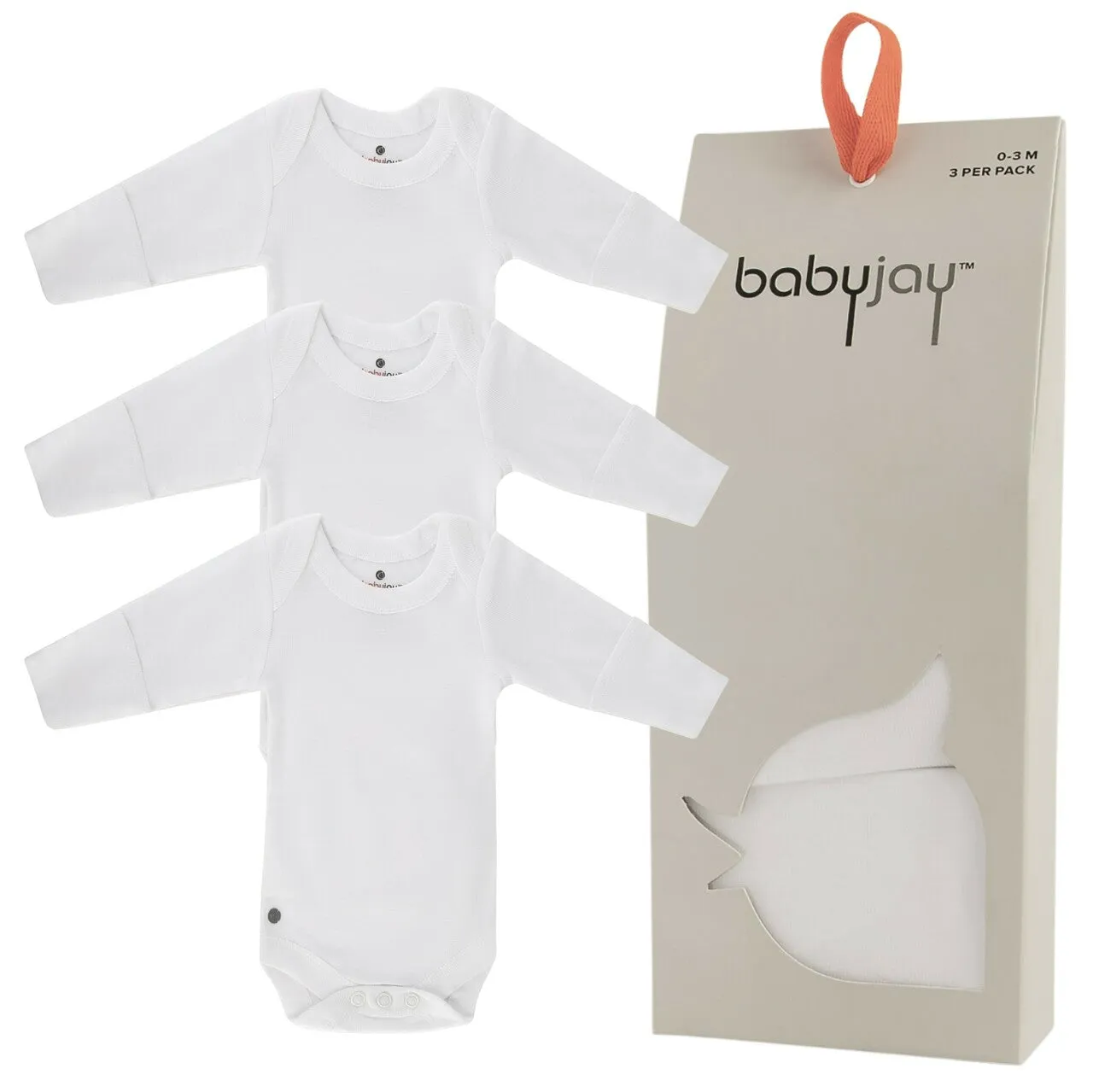 Babyjay 3 Pack Long Sleeve bodysuits With Mitts