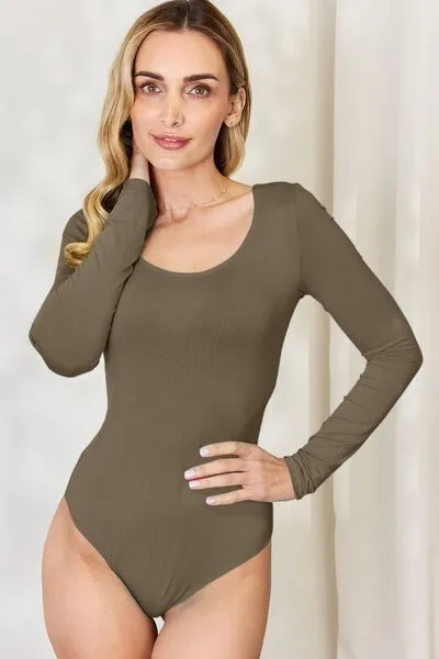 Basic Babe Full Size Round Neck Long Sleeve Bodysuit