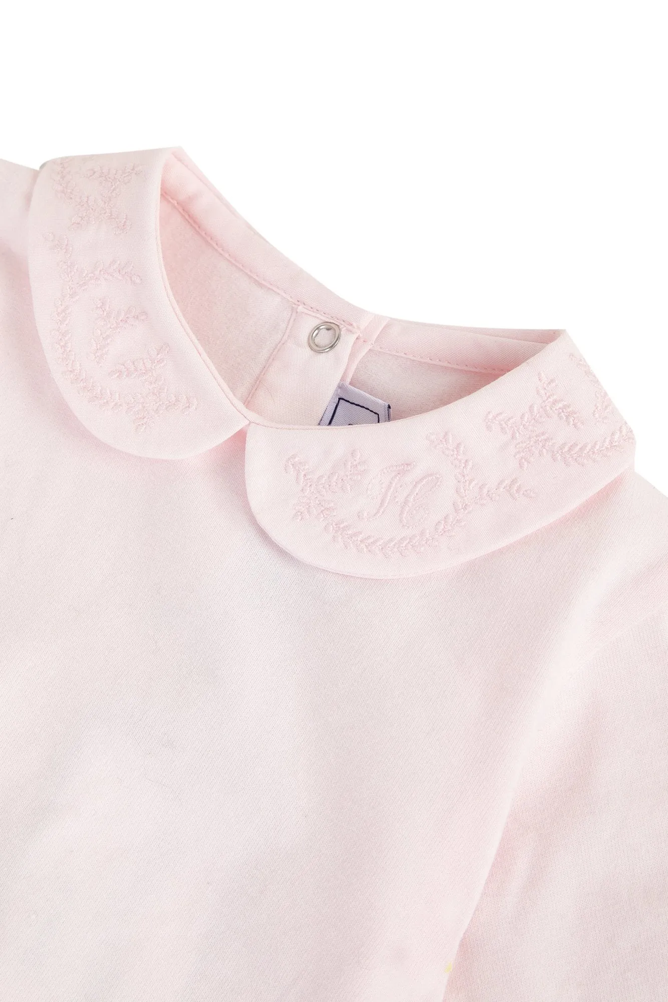 Bodysuit - Pale pink jersey with Peter Pan collar