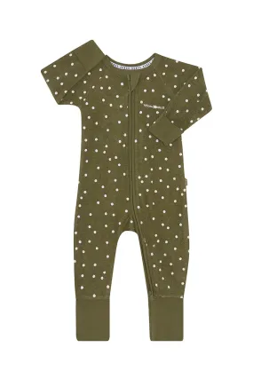 Bonds Poodlette Zip Wondersuit - Ditsy Dot Hiker Green