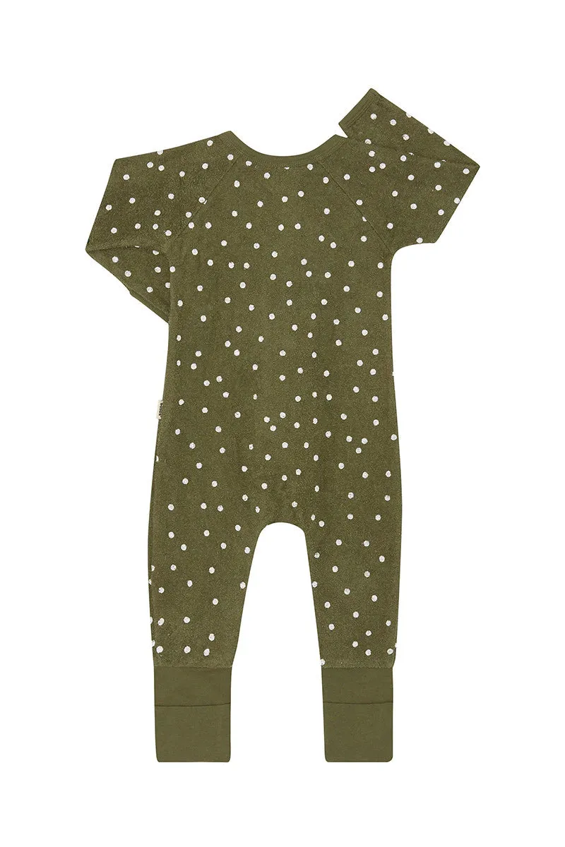 Bonds Poodlette Zip Wondersuit - Ditsy Dot Hiker Green