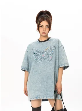 Butterfly Patchwork Oversized T-Shirt