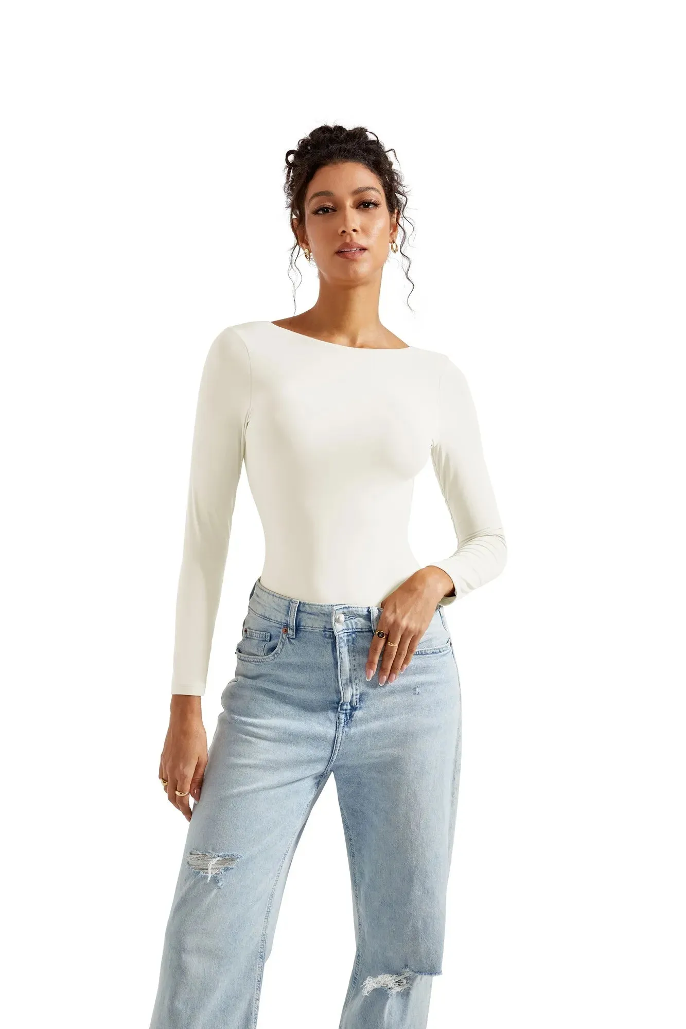 Buttery Soft Open Back Bodysuit - Long Sleeve