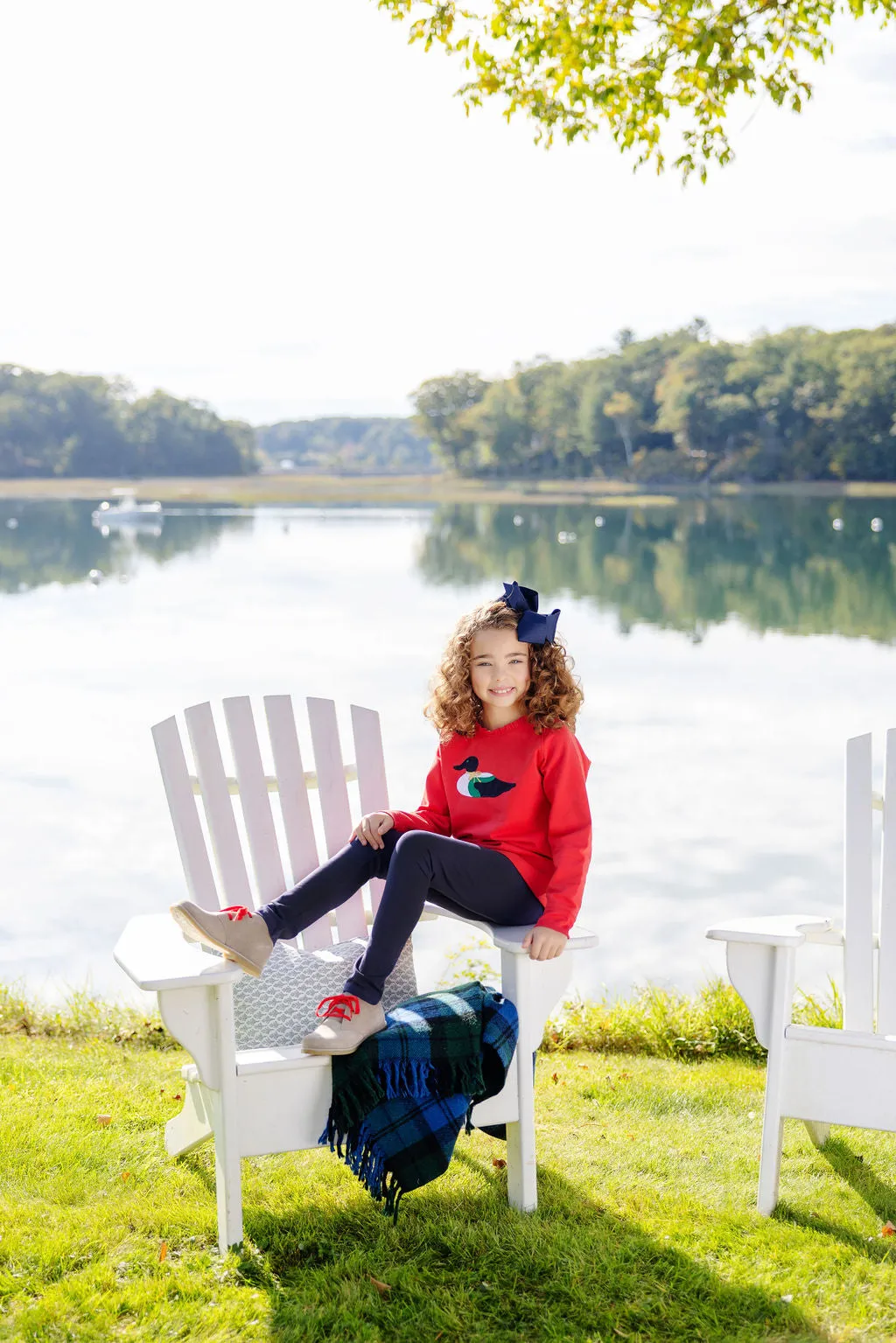 Cassidy Comfy Crewneck - Richmond Red Ruffle & Duck Applique