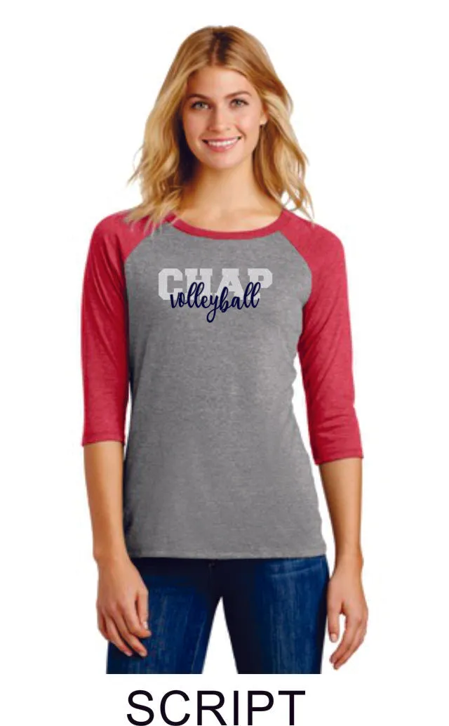 Chap Volleyball Raglan -3 designs - Matte or Glitter