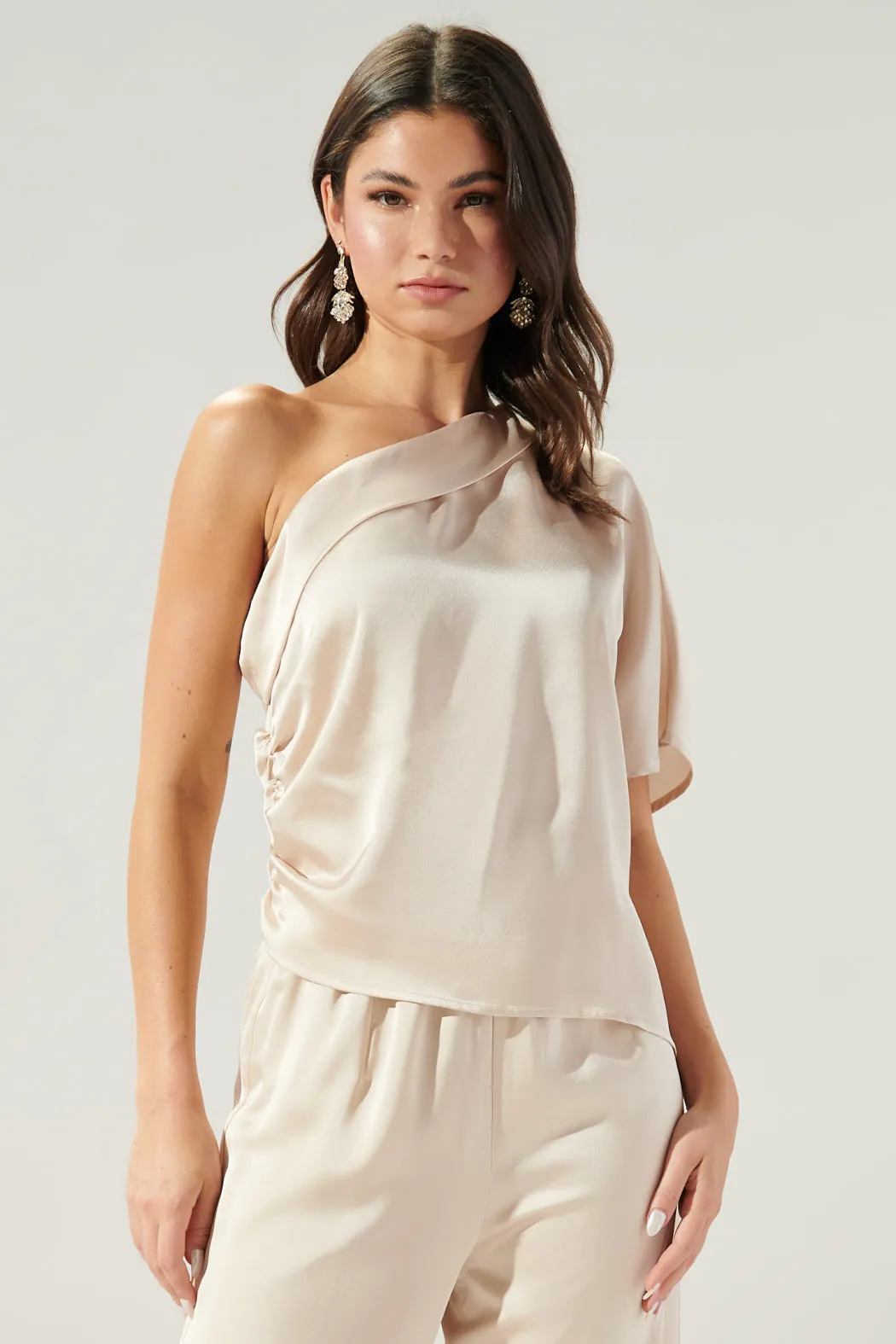 Chateau One Shoulder Drape Sleeve Top