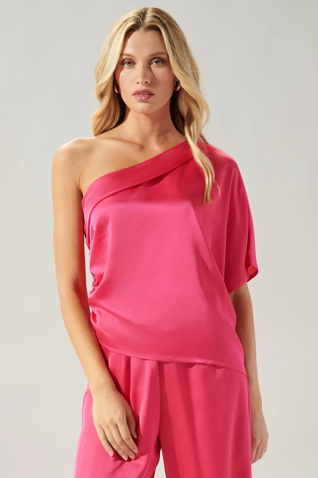 Chateau One Shoulder Drape Sleeve Top