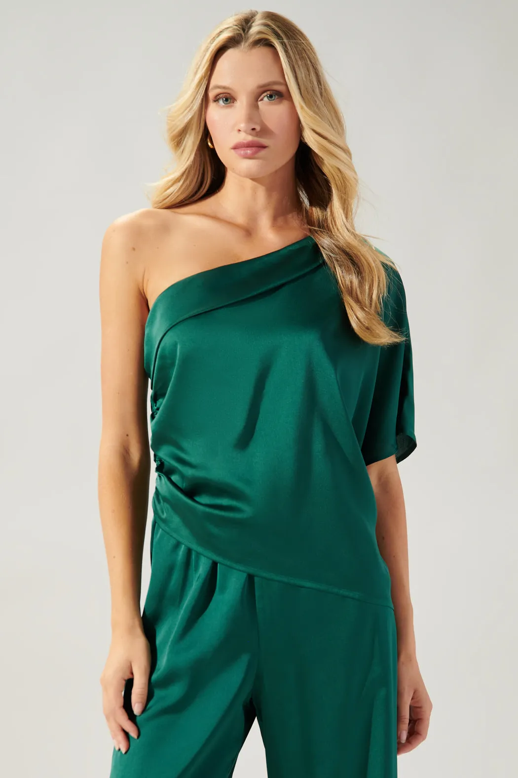 Chateau One Shoulder Drape Sleeve Top