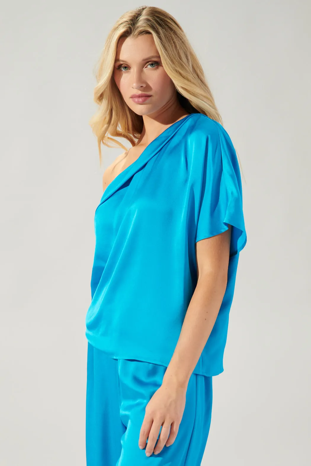 Chateau One Shoulder Drape Sleeve Top