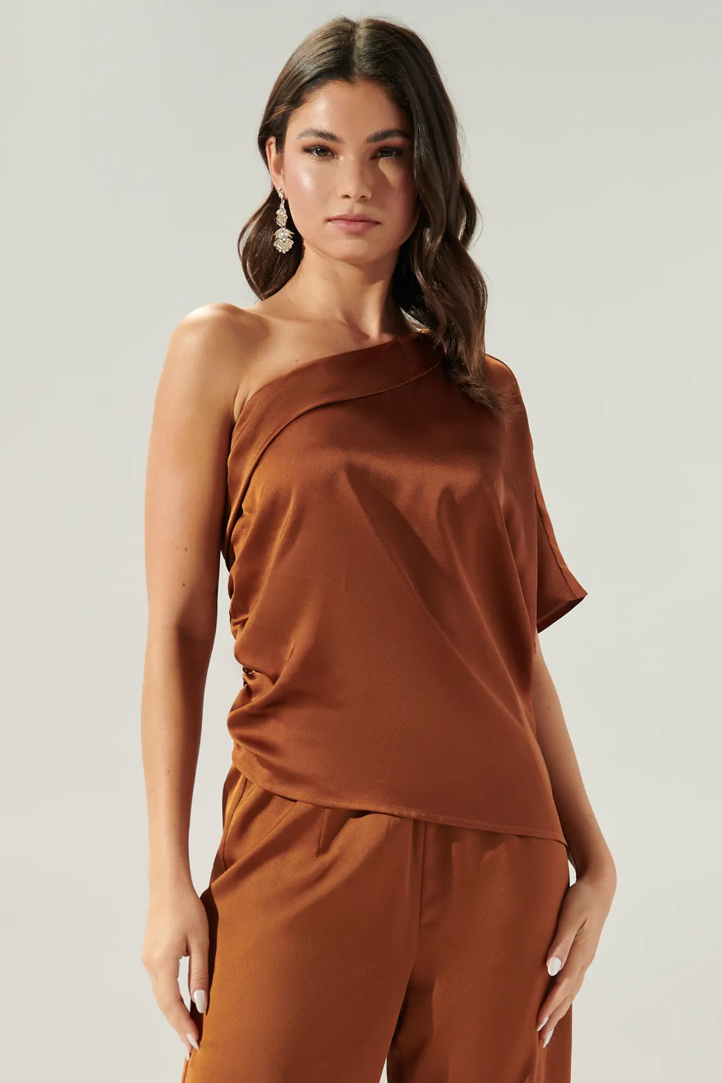 Chateau One Shoulder Drape Sleeve Top