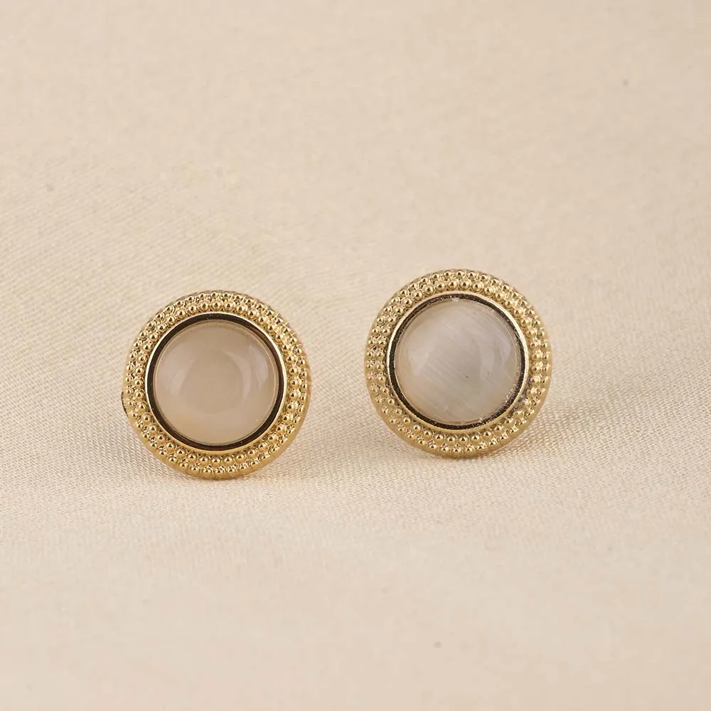 Circular White Gold Stud Earrings