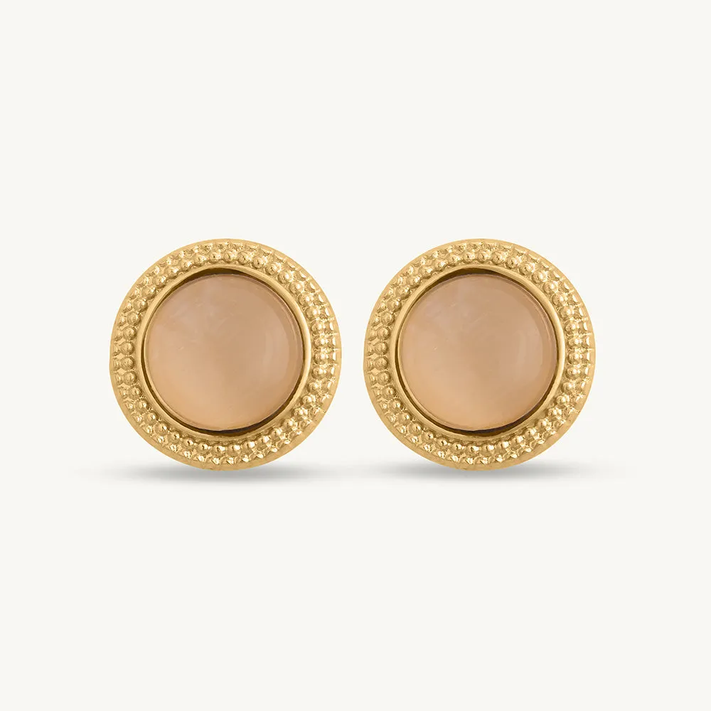 Circular White Gold Stud Earrings