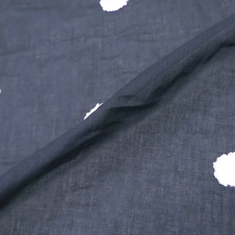 Cotton Voile - Spotty - Navy with White Spots