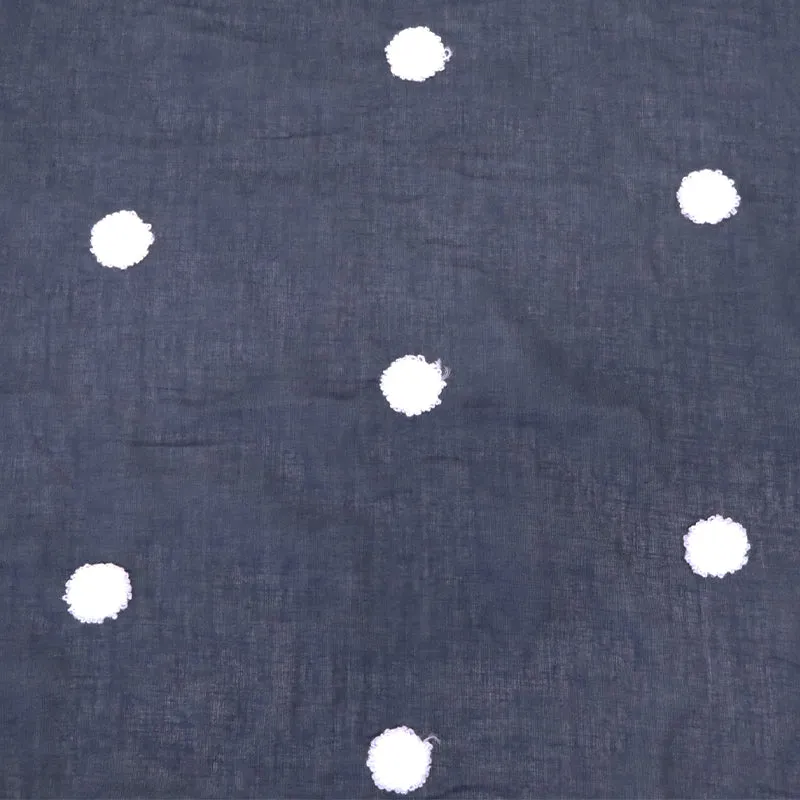 Cotton Voile - Spotty - Navy with White Spots