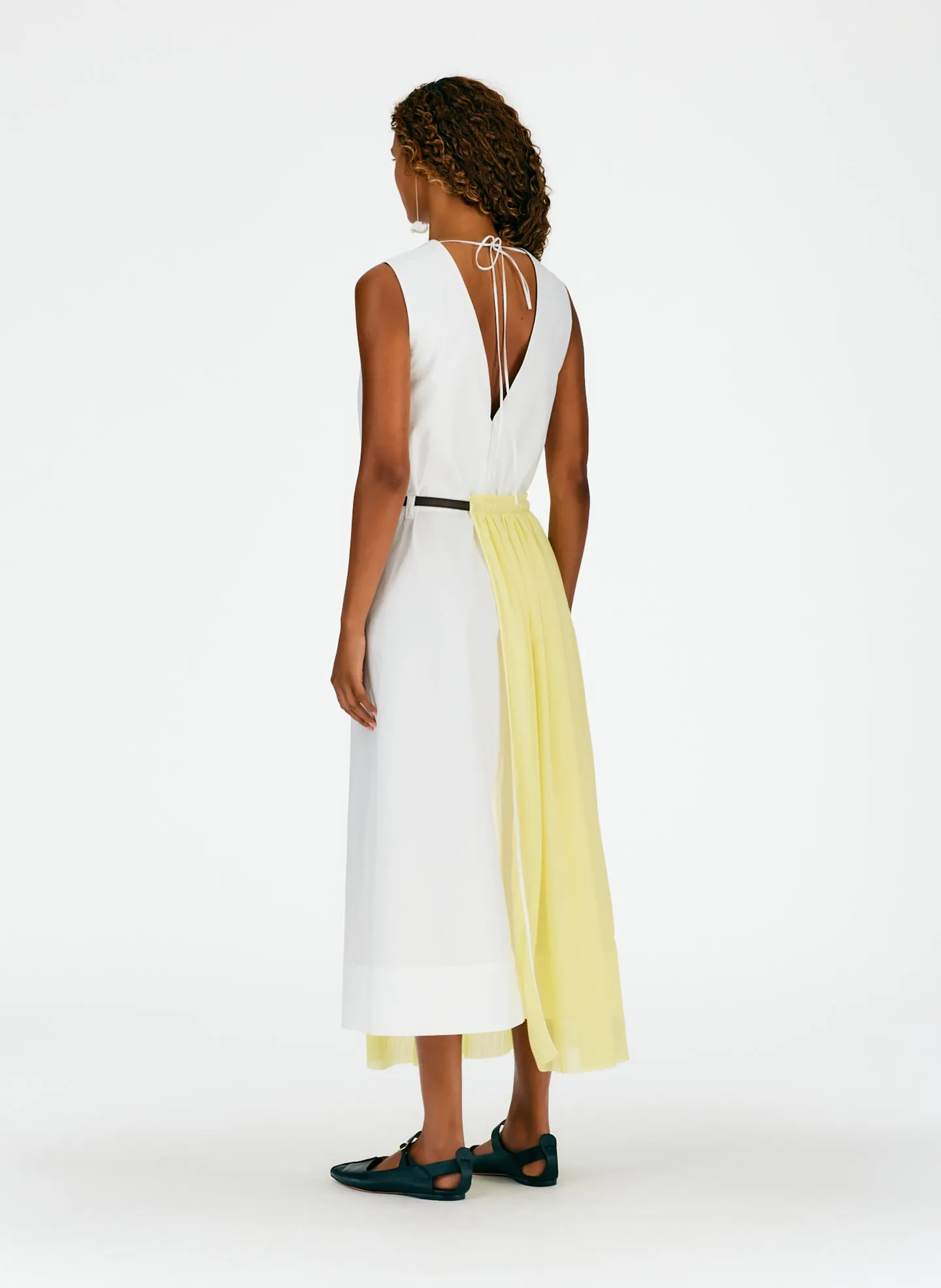 Crepe Gauze Half Skirt Layered Dress