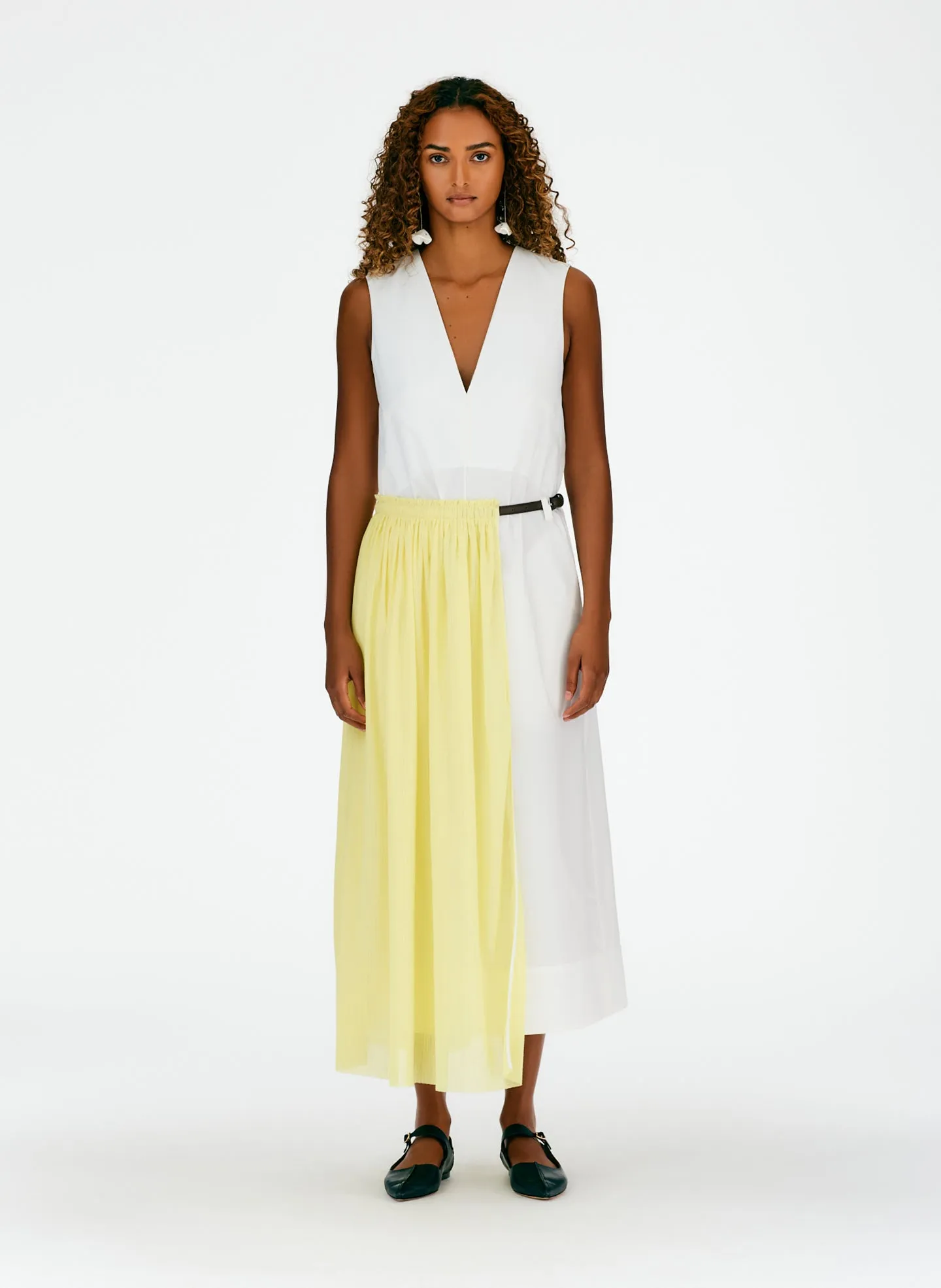 Crepe Gauze Half Skirt Layered Dress