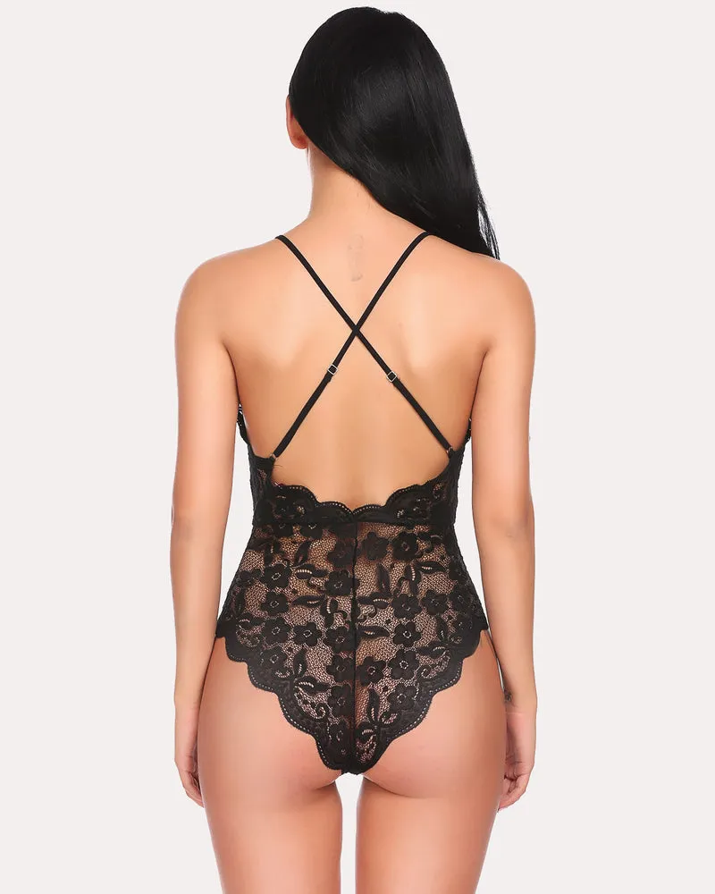 Deep V Teddy Sexy Lace Bodysuit