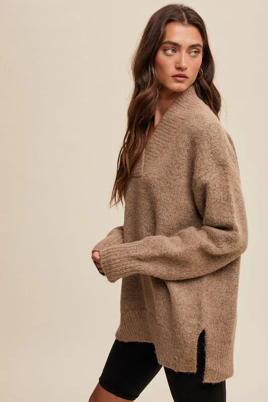 Delphine V-neck Slouchy Soft Knit Sweater