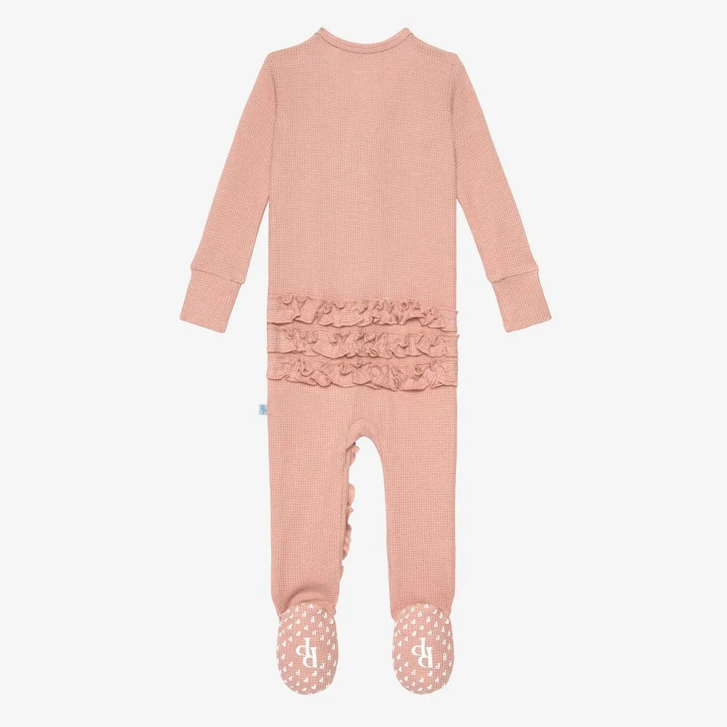 Desert Rose Solid Waffle Zippered Footie