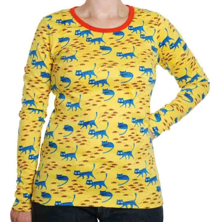 DUNS Long Sleeved T-shirt Adult - Cat Lemon Chrome