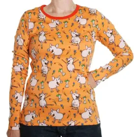 DUNS Long Sleeved T-shirt Adult - Dancing Pig Orange