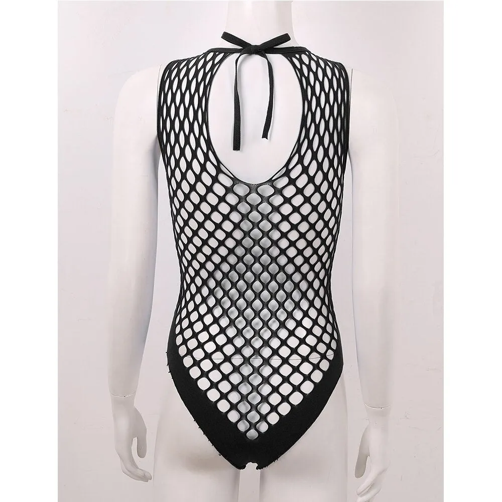 'Fatal Attraction' Fishnet Black Goth Bodysuit