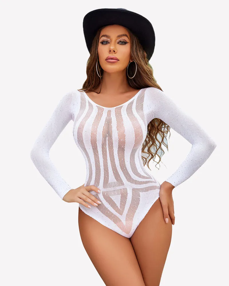 Fishnet Rhinestone Bodysuit