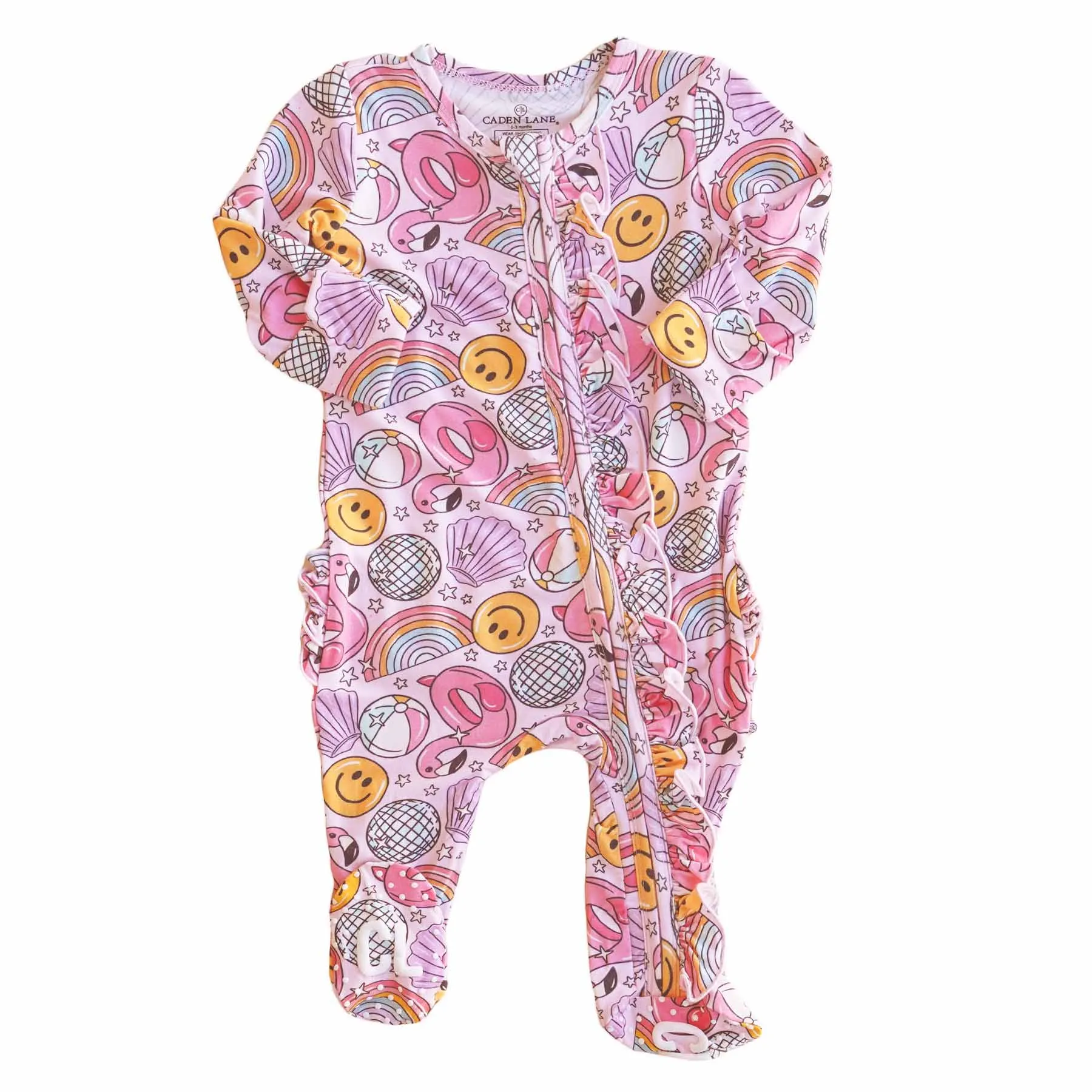 Floatie Friends Ruffle Zipper Footie | Pink