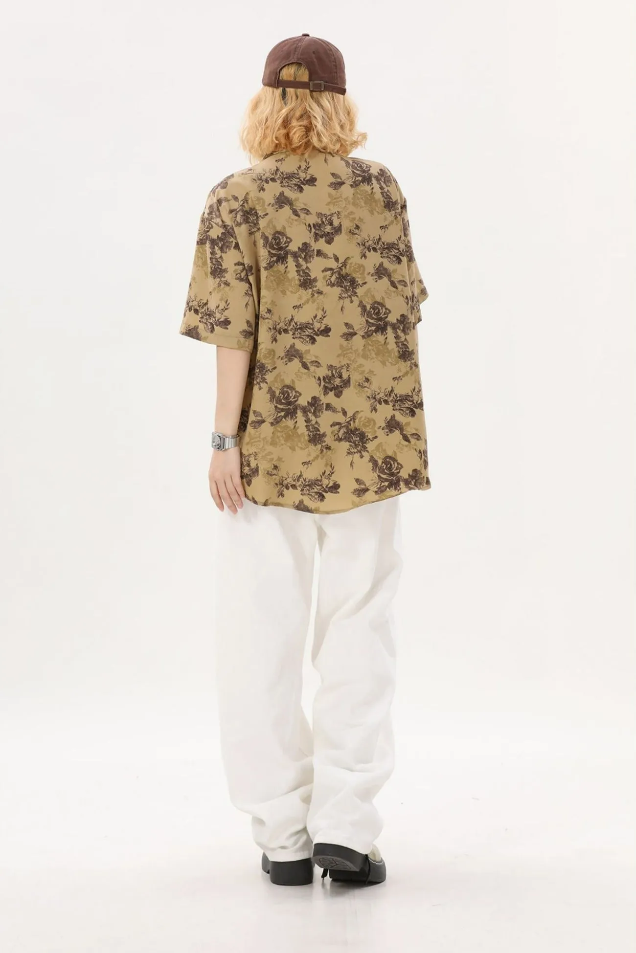 Flower Print Oversized Button Shirt