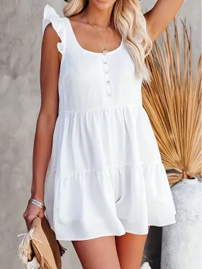 Full Size Ruffled Scoop Neck Sleeveless Romper