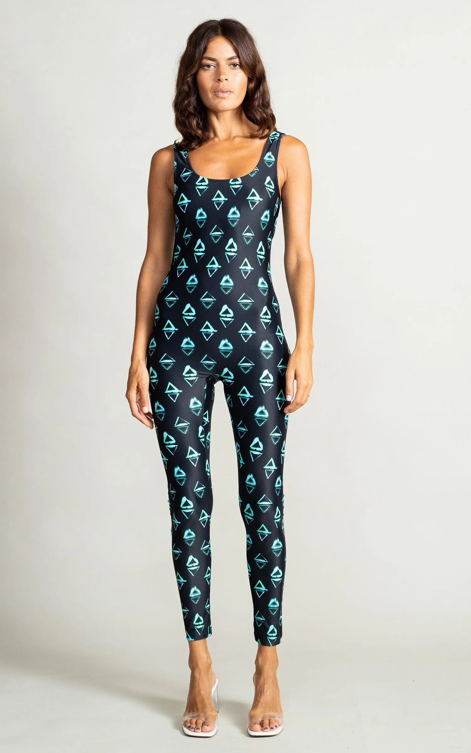 HALO Jaiden Yoga Unitard in Green Triangle